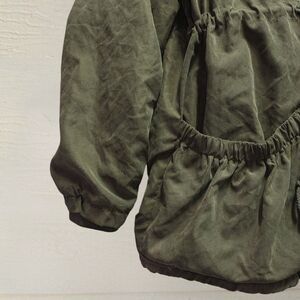 Sage Green Hooded Stadium Coat by roiiiii– Faux-Fur Lined, Drawstring Waist-Lg